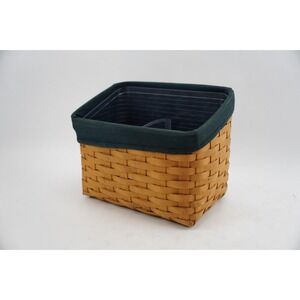 Longaberger 2004 Media Basket Super Combo Signed Black Liner & Divider Protector